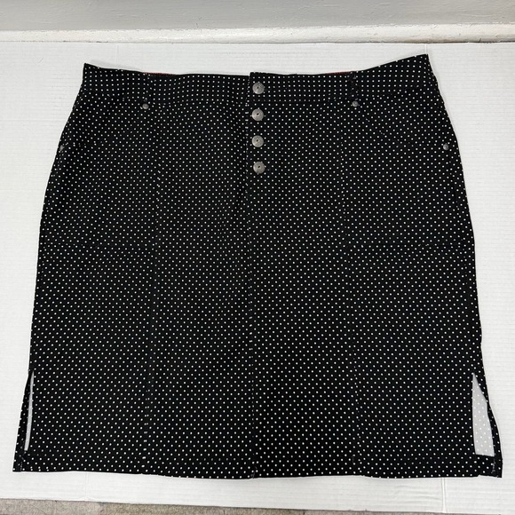 Sabrina Lauren Mini Skirt Black White Polka Dot Stretch Pocket Preppy Classic - Picture 7 of 14